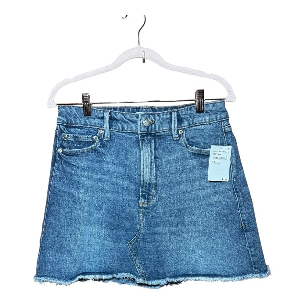 Good American Indigo Mini Skirt Size 6 NWT - Picture 2 of 8